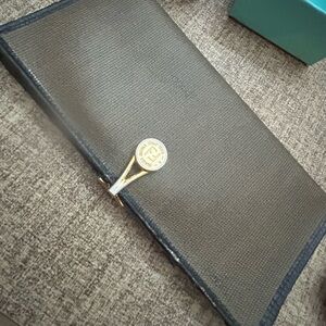 Fendi Black & brown vintage wallet  thin and sleek with clasp